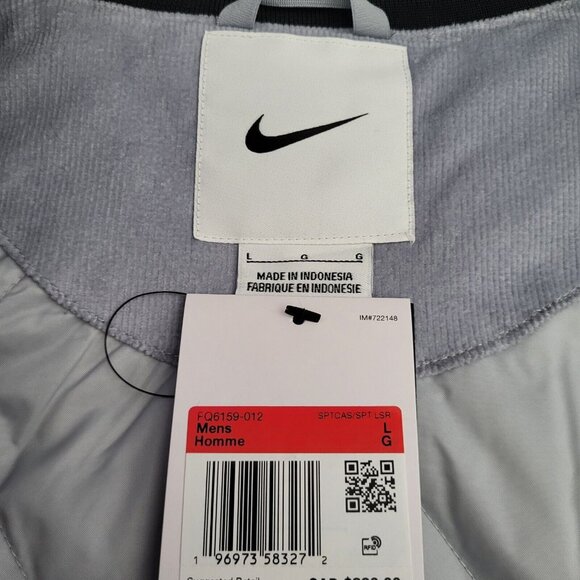 Nike Corduroy Varsity Jacket 1972 Letterman Black Grey Size Large FQ6159-012 - Picture 8 of 8